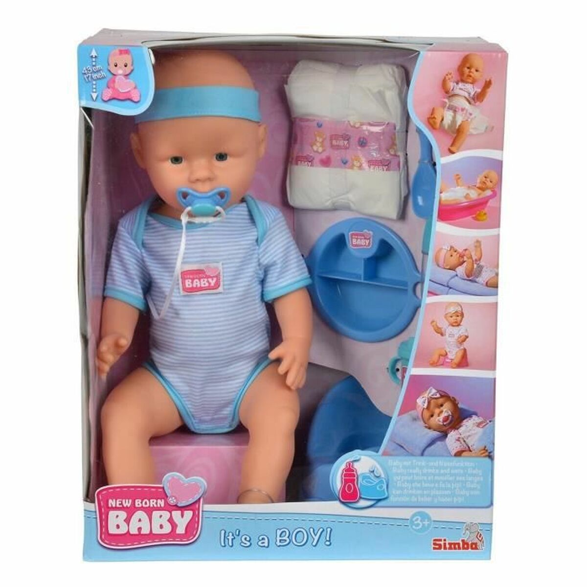 Dětská panenka s příslušenstvím Simba New Born Baby 43 cm